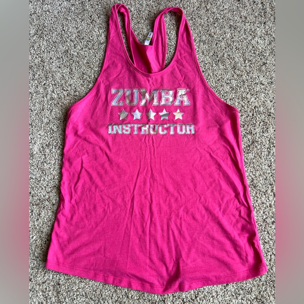 Zumba Fitness Hot Pink Racerback Instructor Tank with Silver Stars